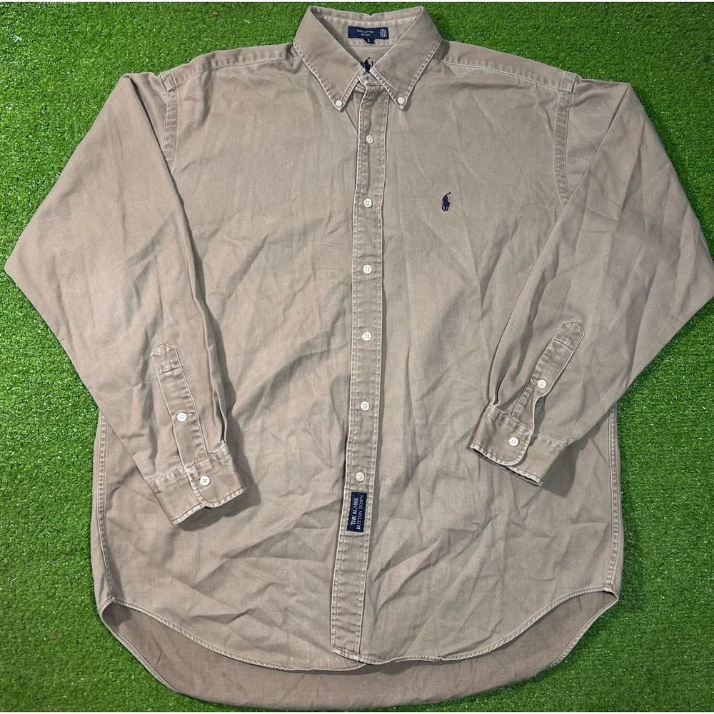 Vintage  Polo Ralph Lauren Blake Button Down LG Classic Khaki Preppy Blue Pony‎